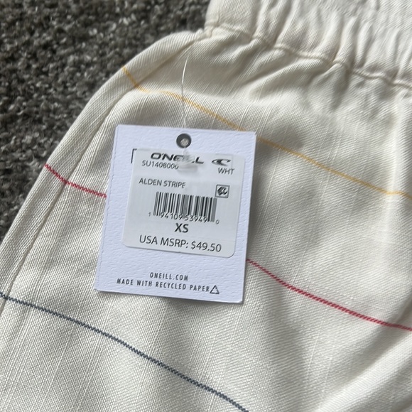 NWT O'Neill Alden Stripe Paperbag Waist Woven Shorts - Picture 4 of 4